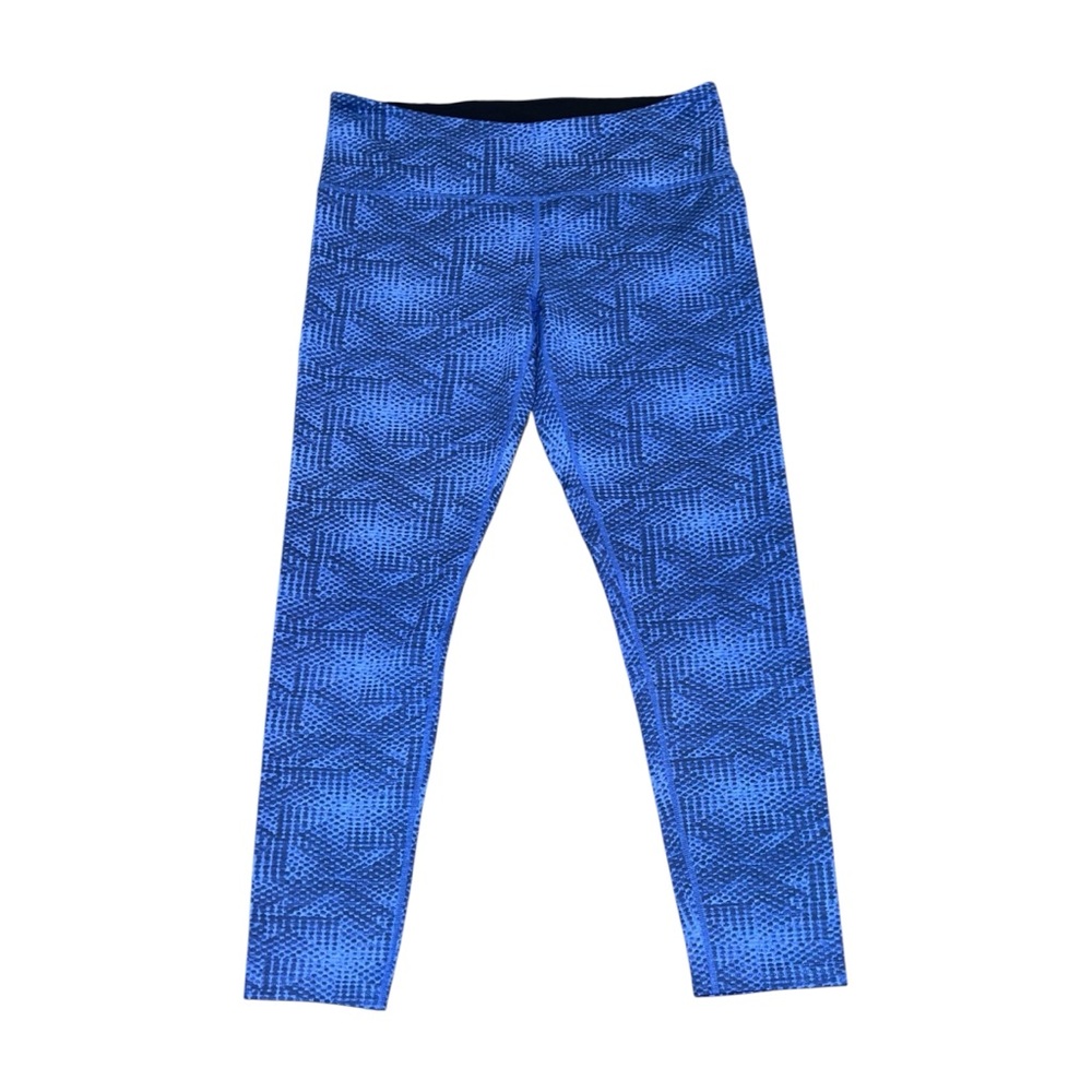 Tuff Athletics Women’s XL Bright Blue Patterned Legging Media Zip Pocket EUC